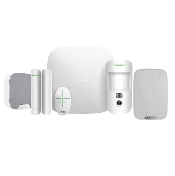 Ajax Hub2kit white, Hub 2 with IP and 2xGSM, PIRCAM, keypad, indoor siren, magnetic detector, remote control (AJ-HUB2KIT-COM)