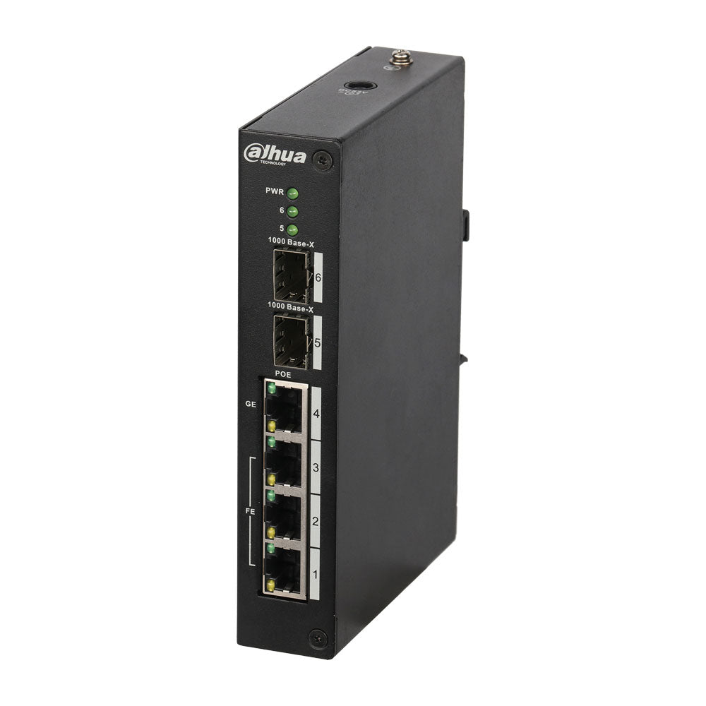 Switch PoE (maximum 120W) gérable L2 gamme industrielle 3 ports Fast Ethernet PoE + 1 port uplink Gigabit Ethernet PoE +