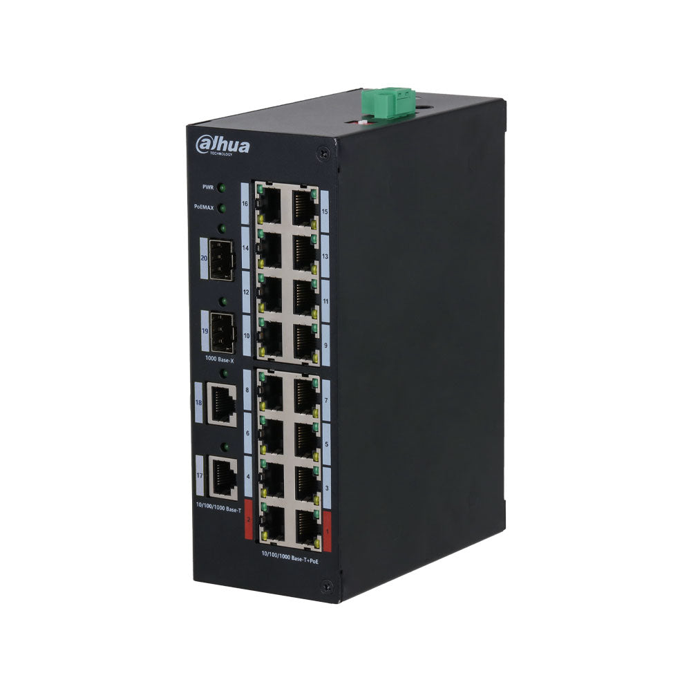 Commutateur PoE industriel Gigabit 16 ports