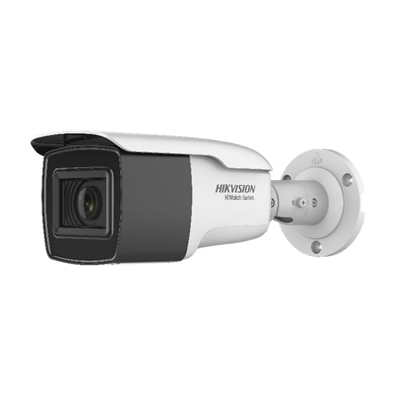 Caméra bullet 4-en-1 Série HIKVISION® HiWatch T avec éclairage IR intelligent de 80 m pour une utilisation en extérieur.