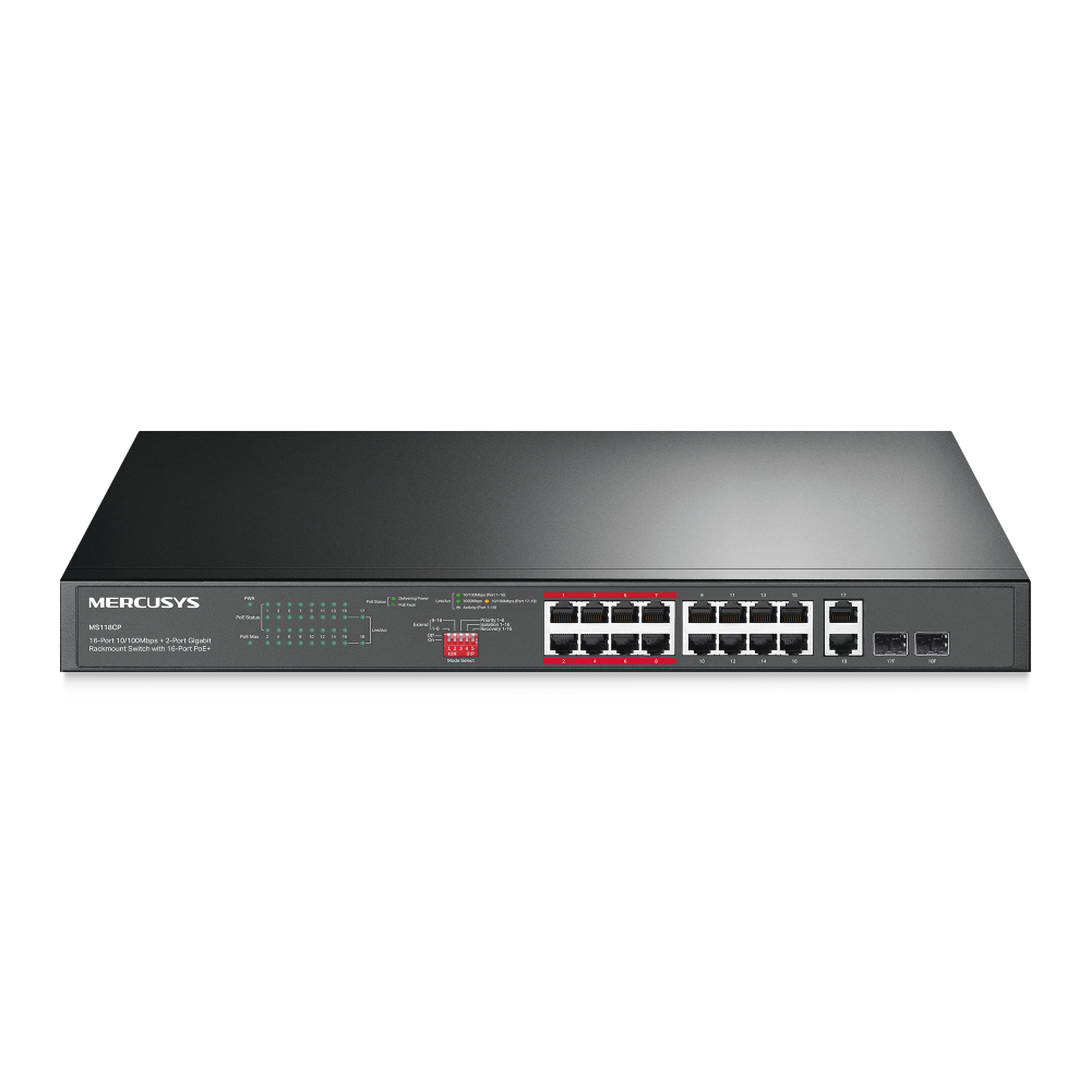 Commutateur PoE Fast Ethernet TP-Link Mercusys à 18 canaux
