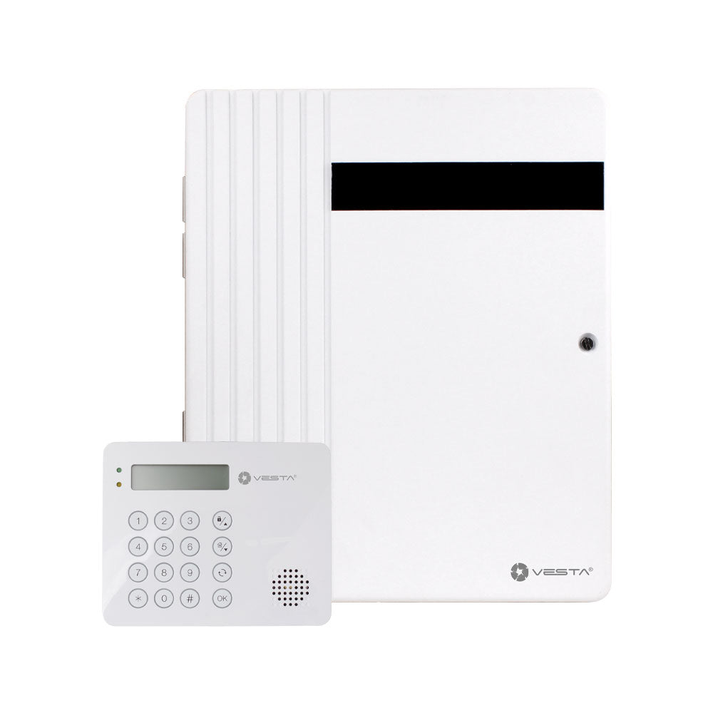 Kit VESTA composé de :. 1x station centrale hybride VESTA 2G jusqu'à 640 zones VESTA-111N-SF1. 1x Clavier via radio + câblage avec… – VESTA-377