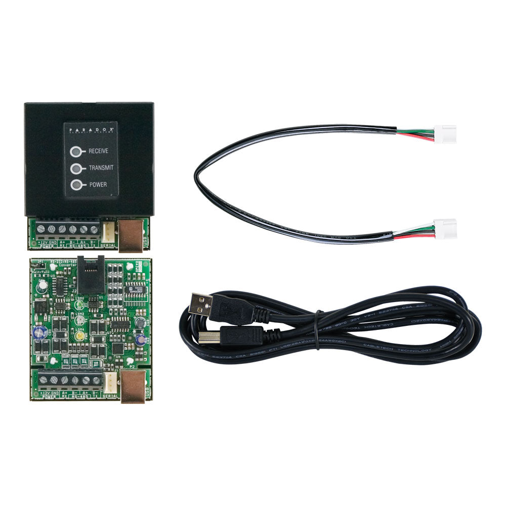 Convertisseur RS-485/RS-232 pour connexion jusqu'à 300 mètres depuis la central à PC