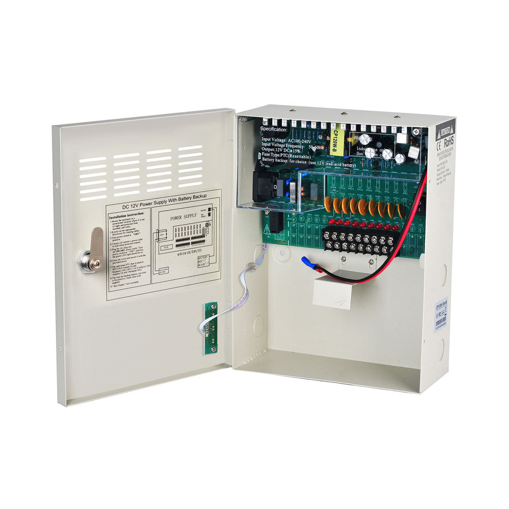 Source d'alimentation pour jusqu'à 9 caméras, 220V CA d'entrée et 12V CC /5A de sortie (9 sorties)
