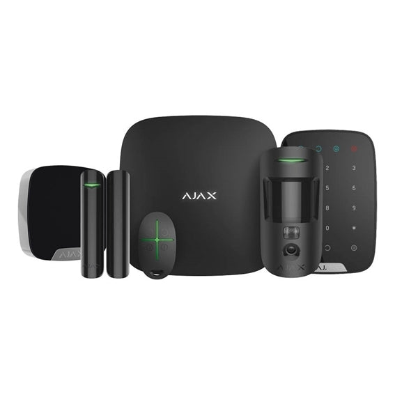 Ajax Hub2kit noir, hub 2 avec IP et 2xGSM, PIRCAM, clavier, sirène intérieure, détecteur magnétique, télécommande