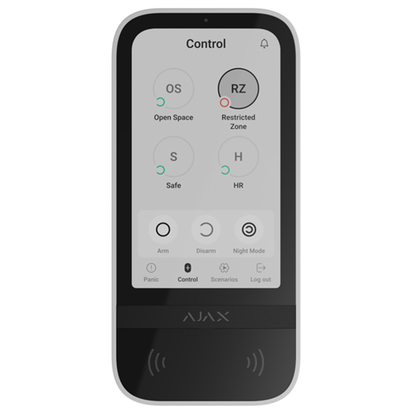 Ajax Keypad TouchScreen blanc, clavier sans fil avec écran tactile et autorisation sans contact