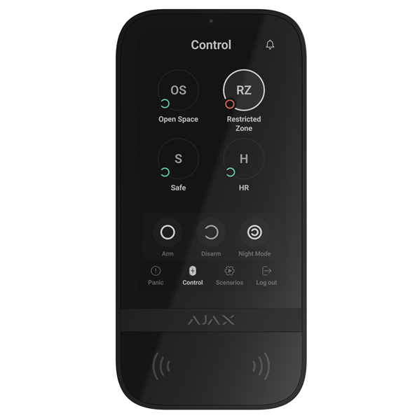 Ajax Keypad TouchScreen noir, clavier sans fil avec écran tactile et autorisation sans contact