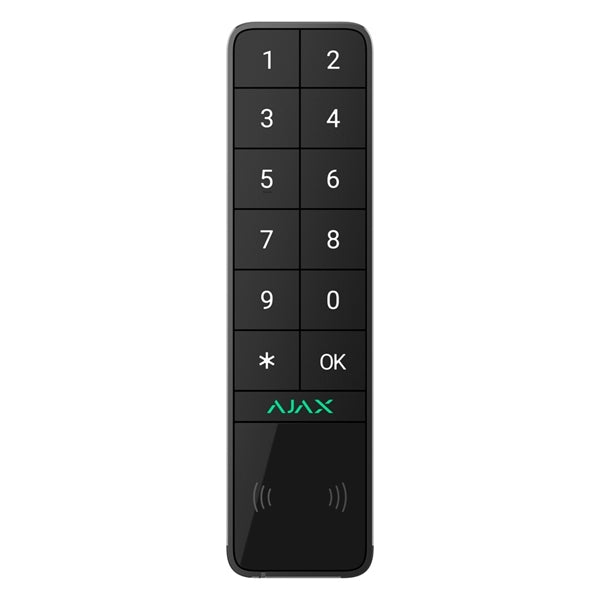 Ajax Keypad OutDoor noir. Clavier tactile sans fil. Clavier sans fil intérieur et extérieur avec authentification par Pass, Tag, smartphones et codes