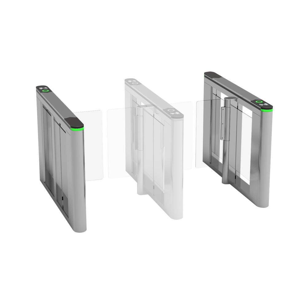 Porte vitrée à charnières latérales pour un passage de 900 mm