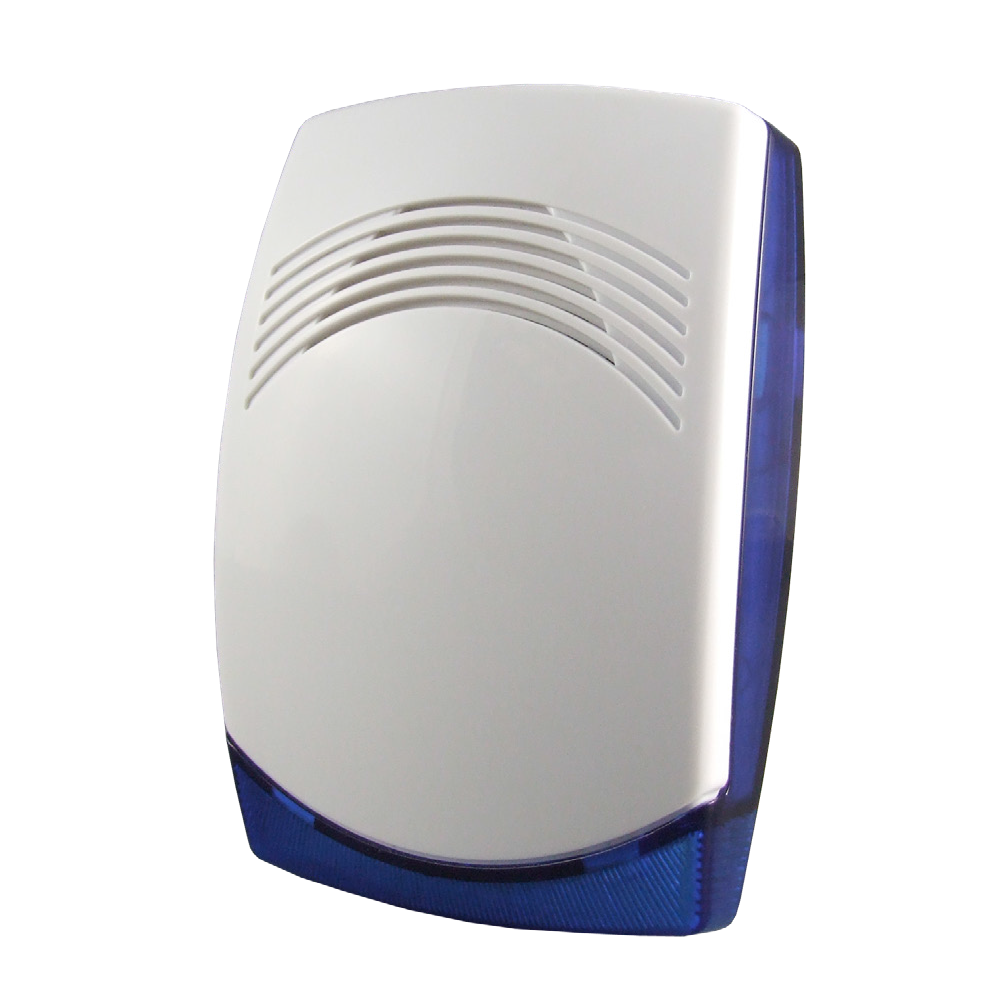 Sirène piézoélectrique à profil bas avec clignotant bleu pour une utilisation en intérieur
