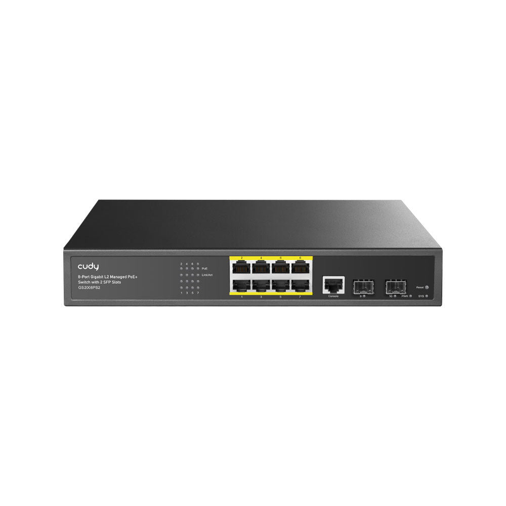 Commutateur PoE Gigabit Cudy L2 avec 8 ports et 2 SFPs