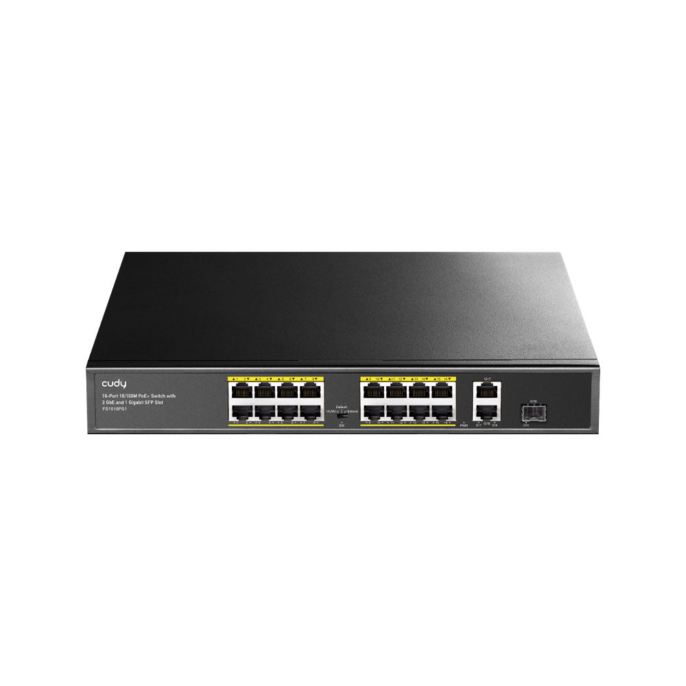 Commutateur Cudy 16 ports 10/100M PoE+ avec 2 Uplink Gigabit et 1 SFP
