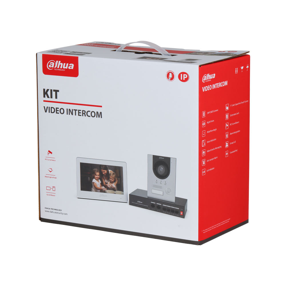 Kit portier vidéo IP Dahua avec station extérieure en surface, moniteur et PoE