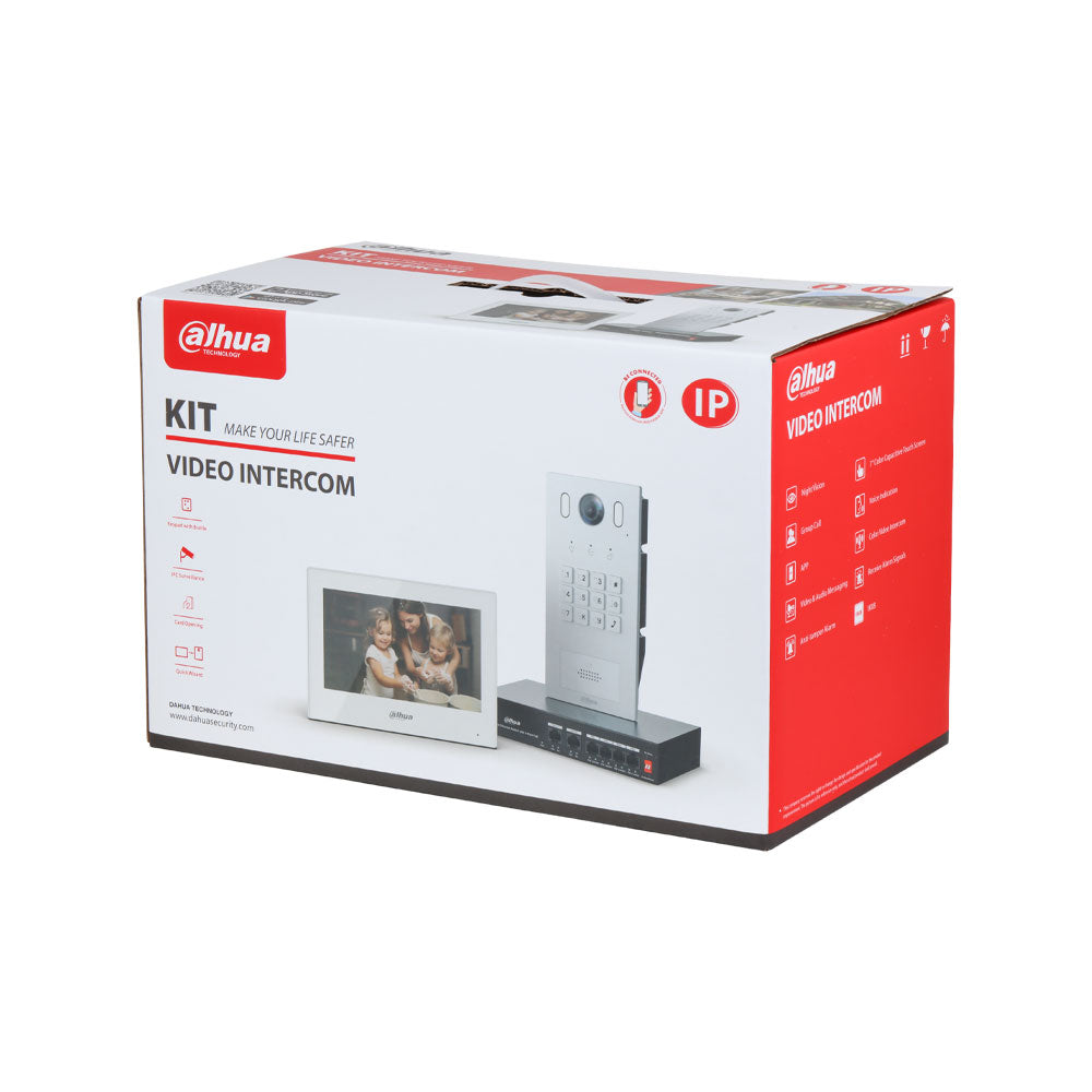 Kit portier vidéo IP Dahua avec station extérieure 2 fils, moniteur WiFi et PoE