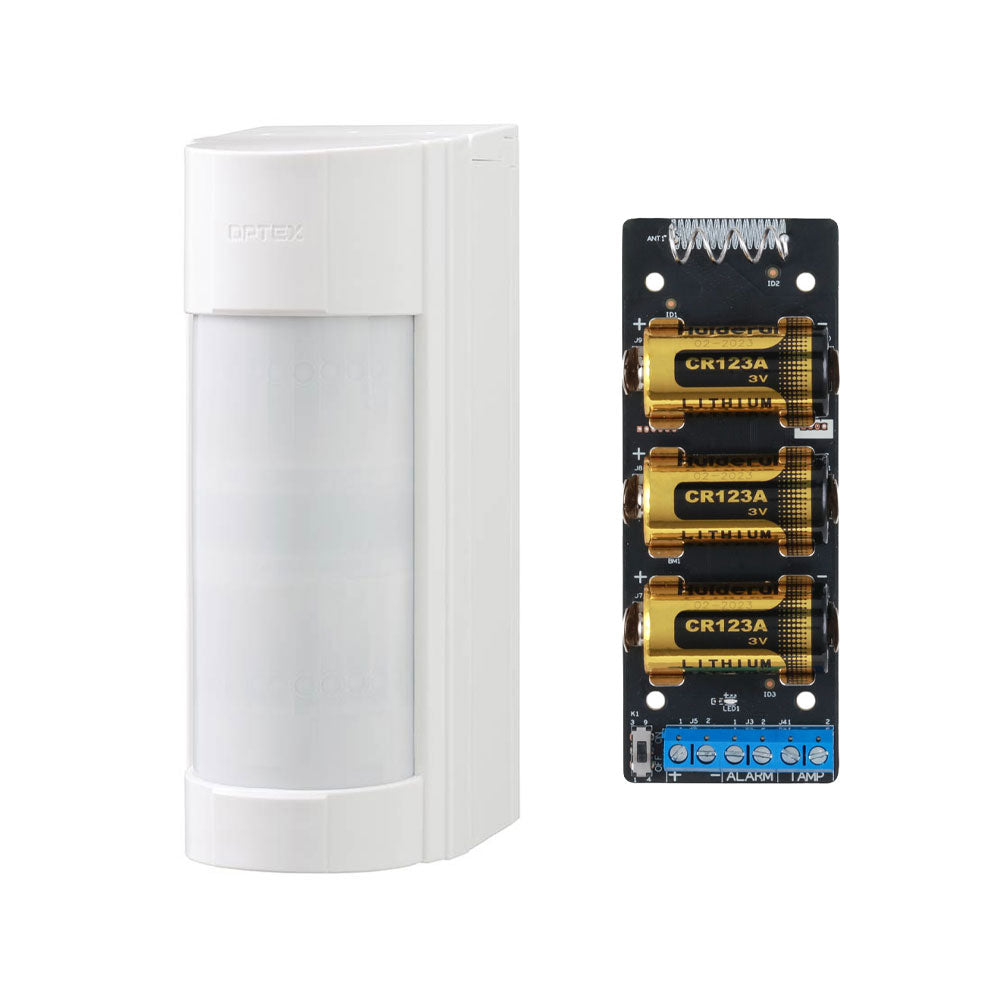 Détecteur double PIR Optex pour extérieur avec module d'extension d'entrée radio Dahua
