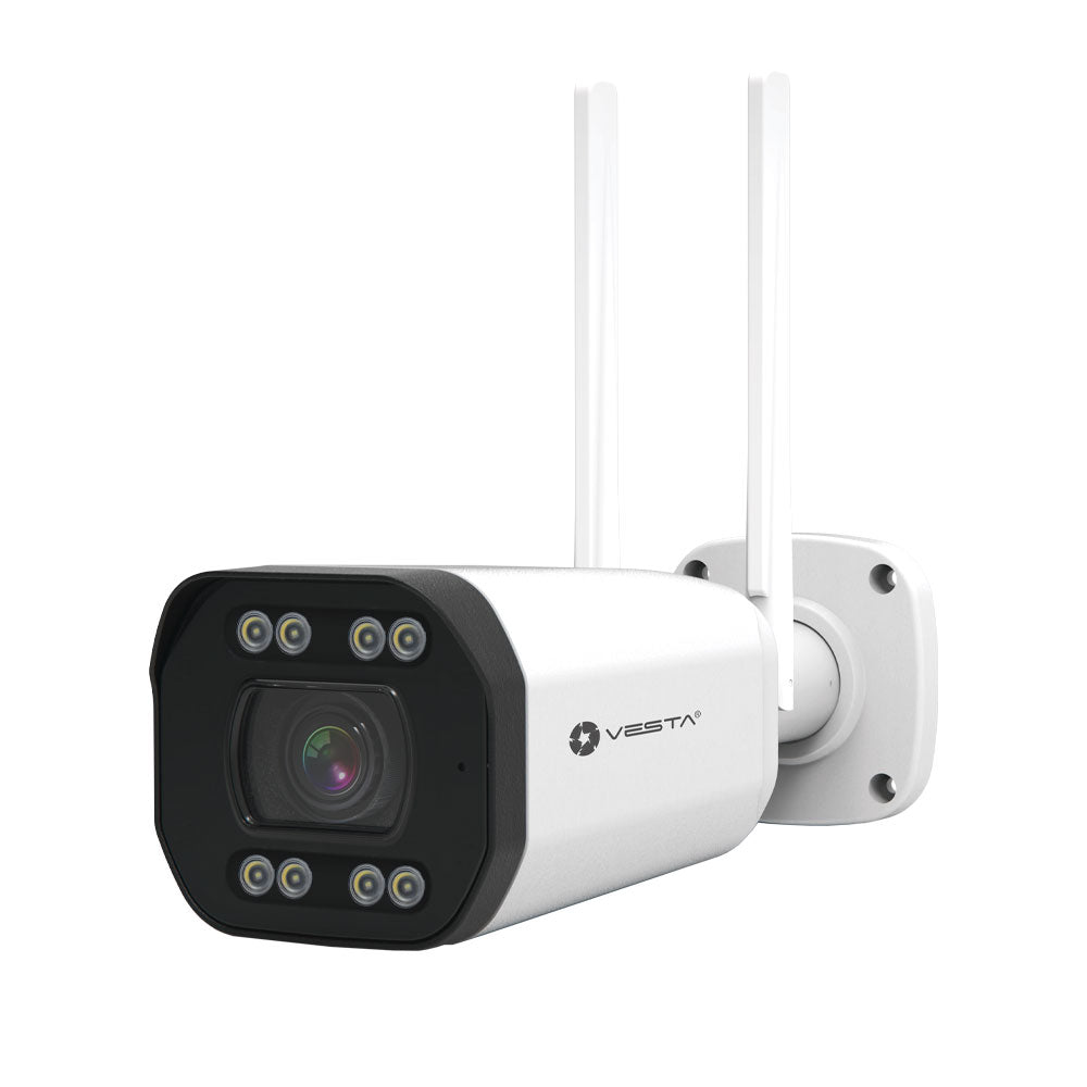 Caméra IP Bullet Vesta Advanced Video avec dissuasion active. 5MP@25/30ips. 0.001 lux et Smart Dual Light avec IR 50 m + lumière chaude 50 m – IPC-B35-ZAS-4G