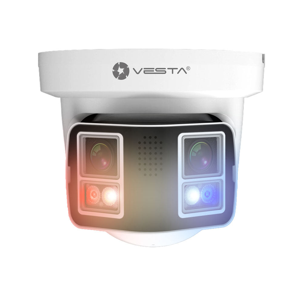 Dôme IP panoramique Vesta Advanced Video Smart Dual Light Active Deterrence Magic Color Pro AI pour une utilisation en extérieur – IPC-T34-A180-PV