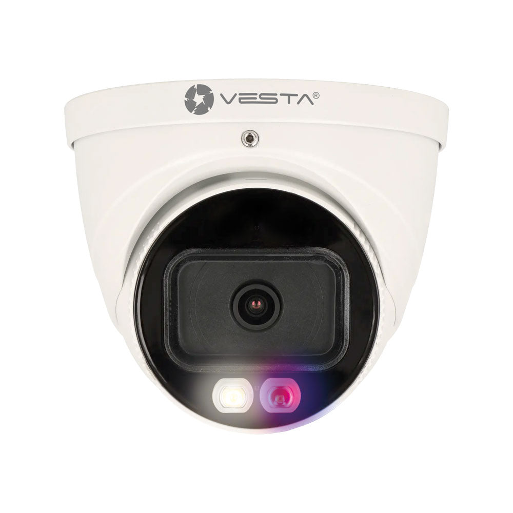 Dôme IP Vesta Advanced Video Smart Dual Light Active Deterrence Lite AI pour l'extérieur. 4MP@25ips et H.265+. 0,006 lux – IPC-T34-AS-PV