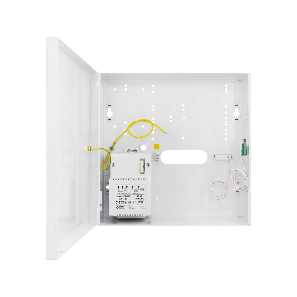 Boîtier métallique pour centrales Paradox avec transformateur 40 VA et espace pour batterie 7 Ah