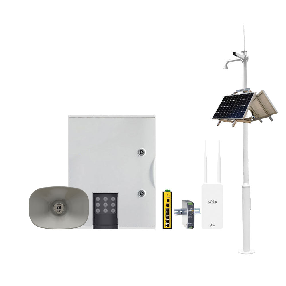 Kit solaire + bâton + mégaphone + projecteur
