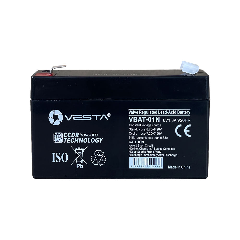 Batterie rechargeable VESTA de 6 V et 1,3 Ah, dotée de la technologie AGM VRLA – VBAT-01N