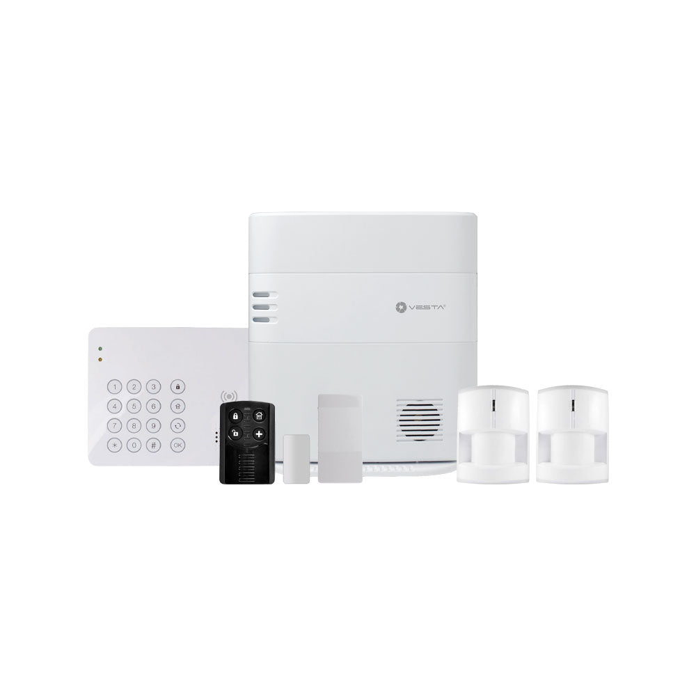 Kit VESTA composé de :. 1x Centrale IP + 4G de 640 zones par radio VESTA-047N-SF1 (PKB1HSGWM8EX4GSL02). 1x Clavier avec sirène et… – VESTA-100