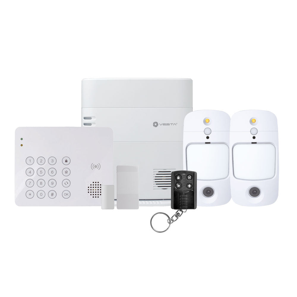Kit anti-intrusion VESTA SmartSeries avec panneau de contrôle IP+4G. 640 zones par radio et 240 utilisateurs. 8 partitions. 1 clavier… – VESTA-102