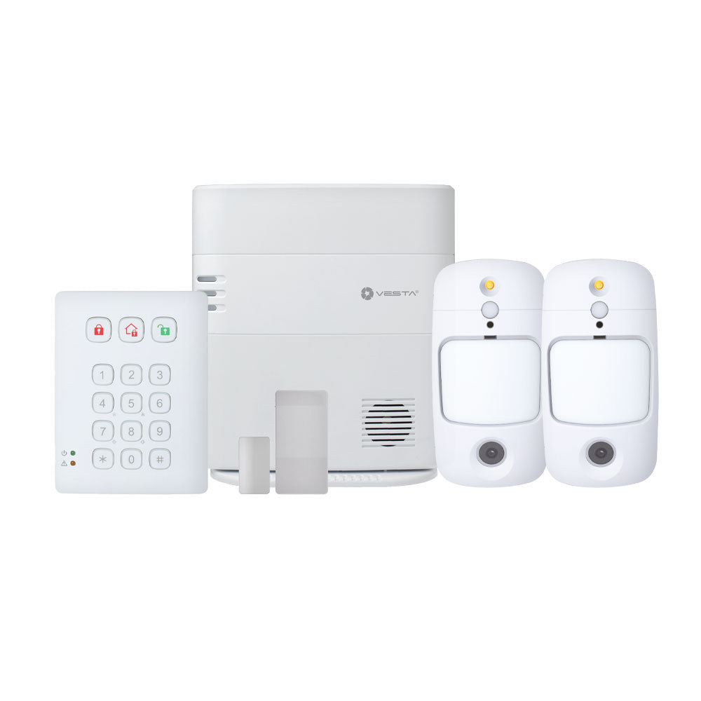 Kit anti-intrusion VESTA SmartSeries avec panneau de contrôle IP+2G. 640 zones par radio et 240 utilisateurs. 8 partitions. 1 clavier… – VESTA-121