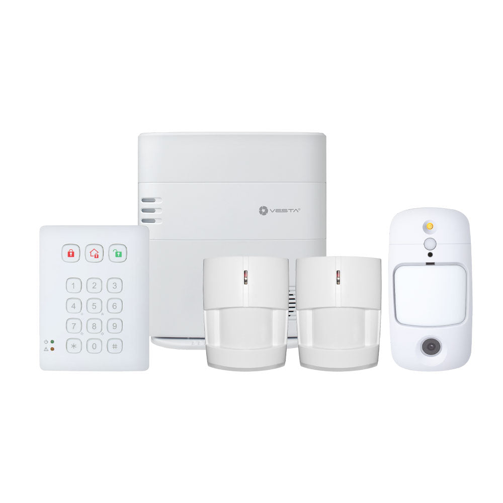 Kit anti-intrusion VESTA SmartSeries avec panneau de contrôle IP+2G. 640 zones par radio et 240 utilisateurs. 8 partitions. 1 clavier… – VESTA-133
