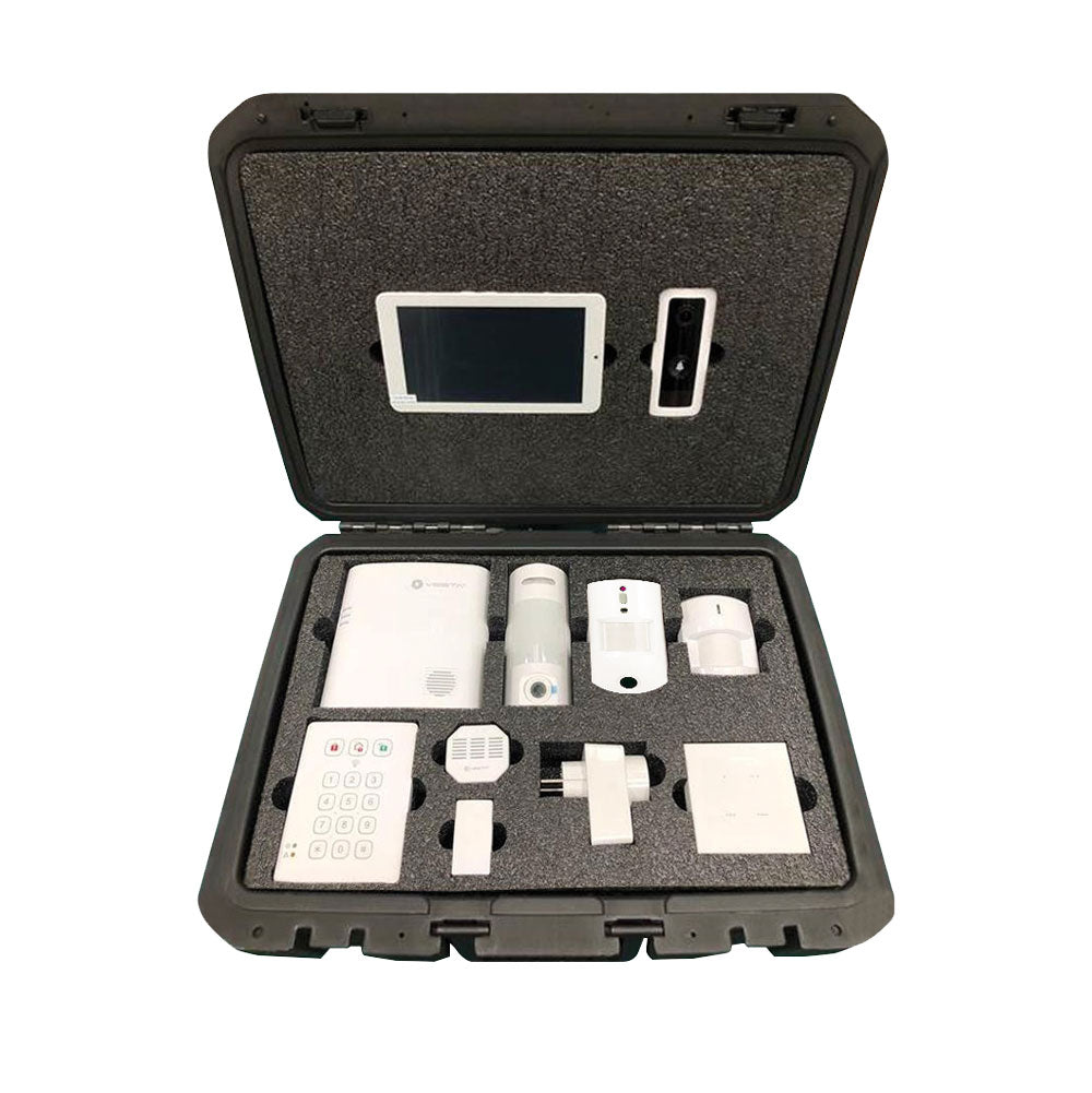Kit de démonstration VESTA comprenant :. 1x VESTA-047N-SF1 : Station centrale 640 zones IP + 4G via radio SF1, Grade 2. 1x VESTA-012N :… – VESTA-215