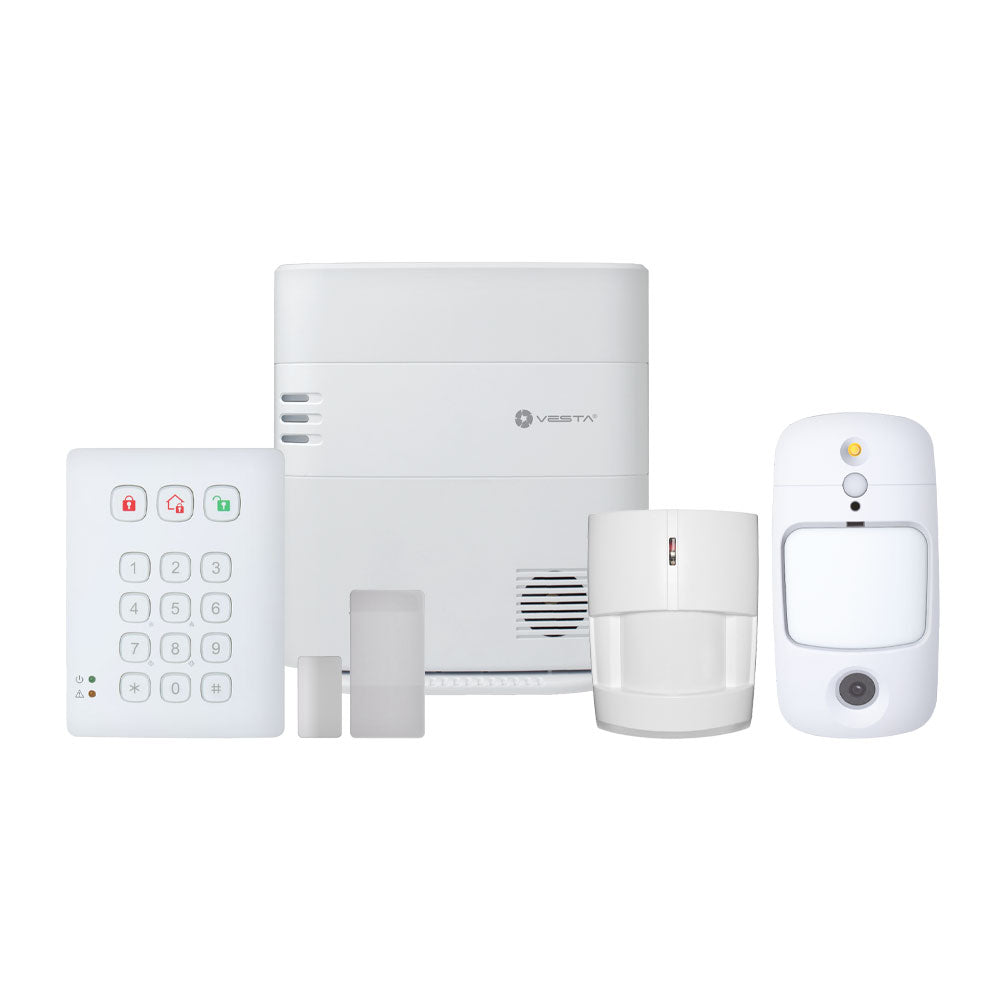 Kit anti-intrusion VESTA SmartSeries avec panneau de contrôle IP+2G. 640 zones par radio et 240 utilisateurs. 8 partitions. 1 clavier… – VESTA-244
