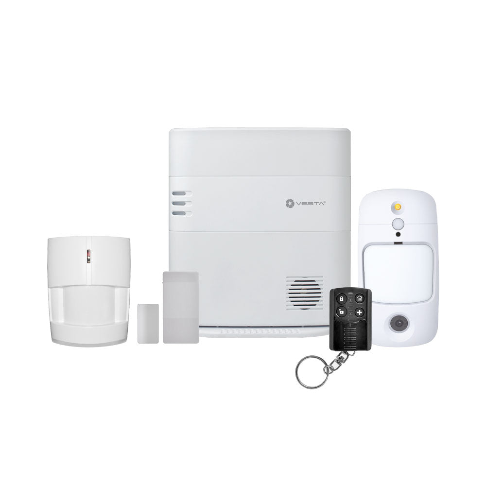 Kit anti-intrusion VESTA SmartSeries avec panneau de contrôle IP+4G. 640 zones par radio et 240 utilisateurs. 8 partitions. 1 détecteur… – VESTA-253
