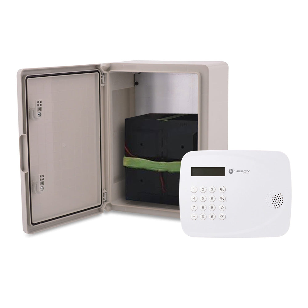 Kit VESTA COMPACT 4G composé de :. 1x VESTA-068N 4G station centrale compacte avec 50 zones par radio avec 100% de connectivité cloud… – VESTA-329