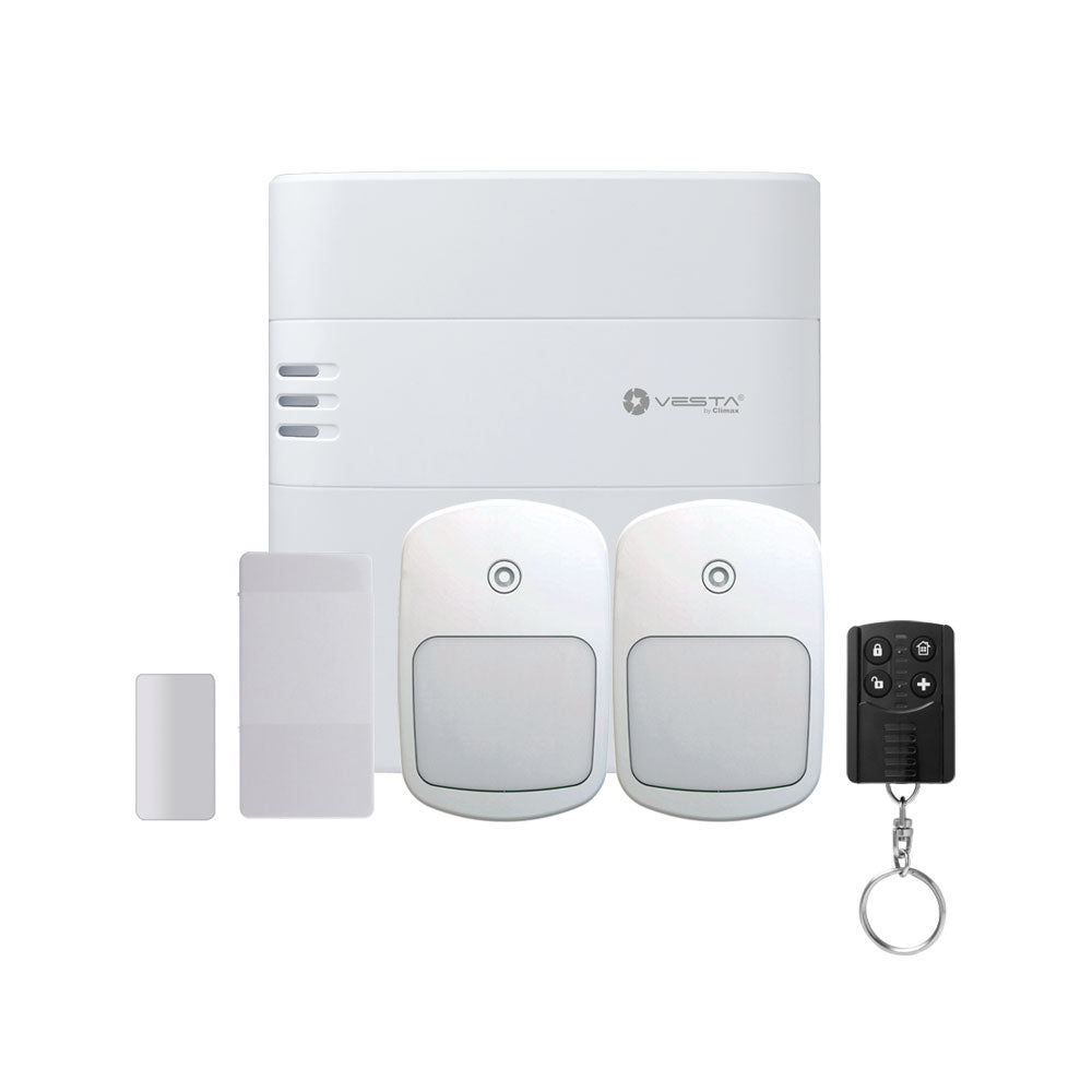 Central Kit VESTA 4G composé de :. 1x VESTA-047N-SF1 (PKB1HSGWM8EX4GSL02) : IP + 4G 640 zones via radio. 2x VESTA-176 (IR-35-F1) :… – VESTA-445