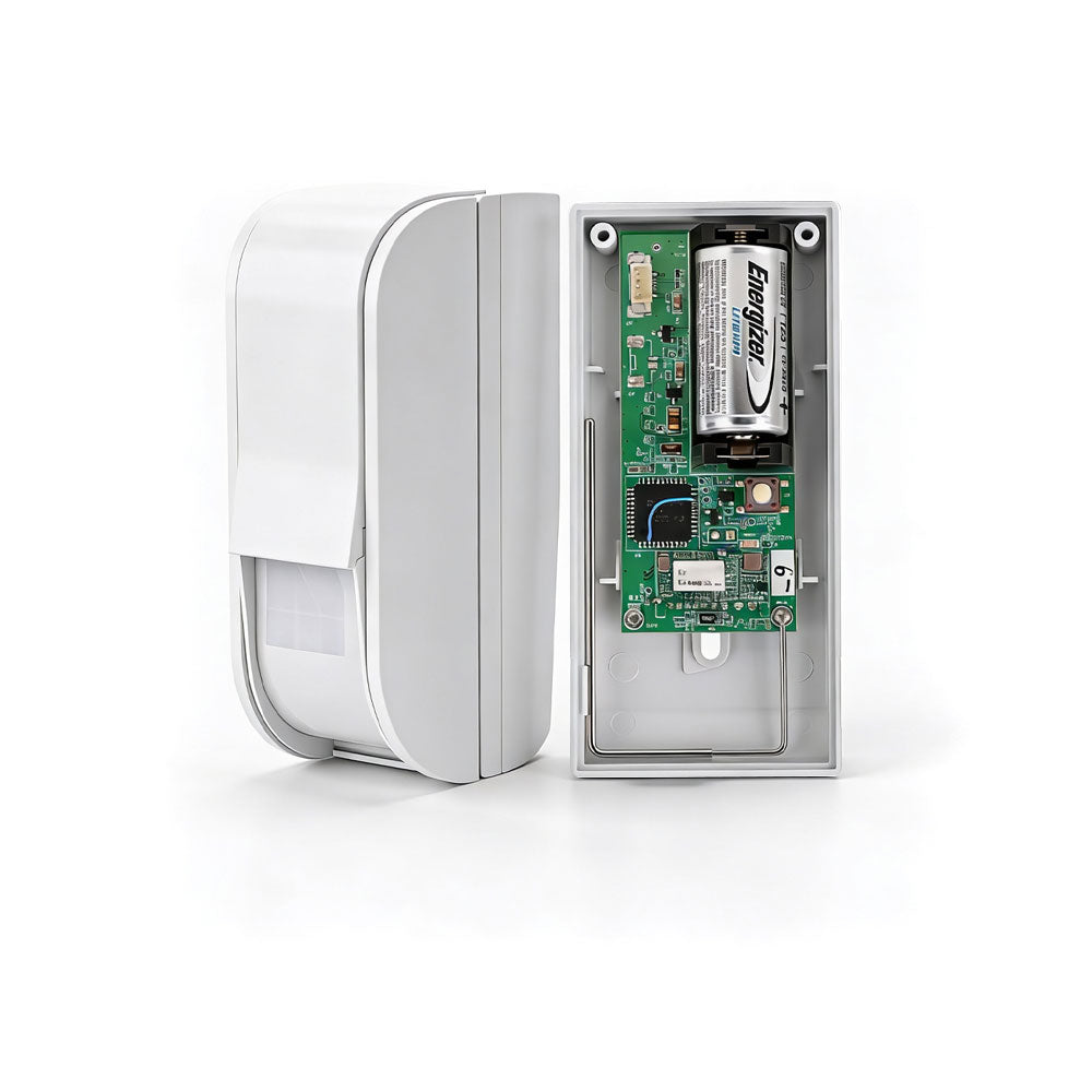 Kit détecteur PIR pour rideau extérieur OPTEX TXI, alimenté par batterie, avec émetteur radio VESTA F1 – VESTA-TXI-R