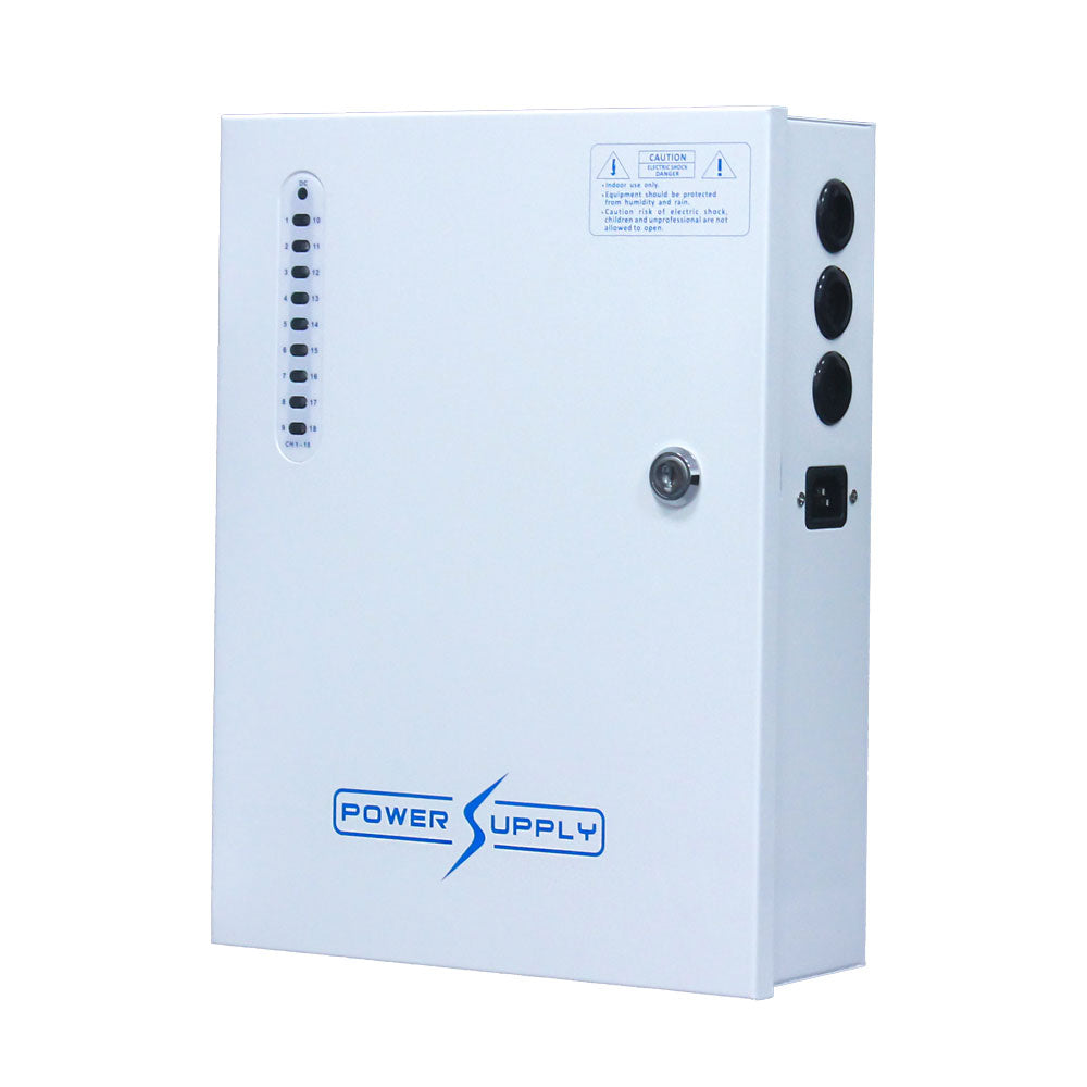 Source d'alimentation en boîte métallique de 16 sorties 12V /20A totales